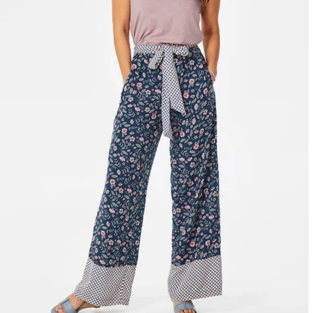 Matilda Jane Floral Wide Leg Belted Boho Resortwear Pants Size M NWT